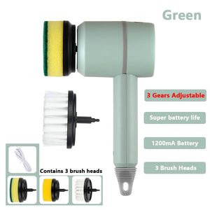 Electric Cleaning Brush with 3 Heads for Multi Surface Use